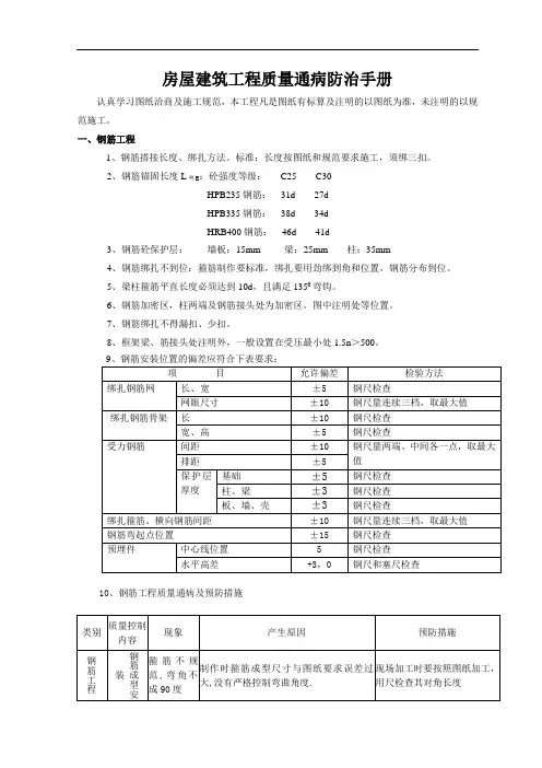 房屋建筑工程质量通病防治手册