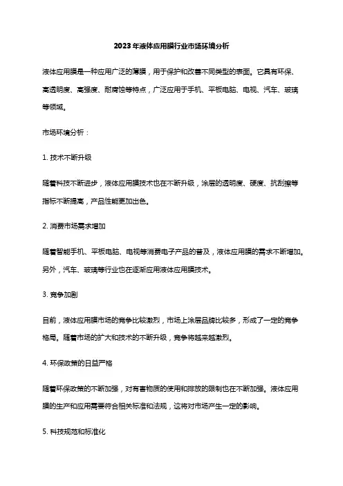 2023年液体应用膜行业市场环境分析