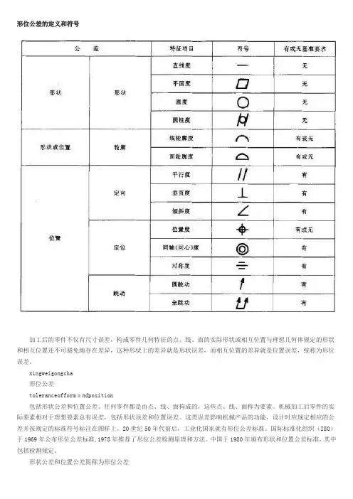 形位公差的定义和符号