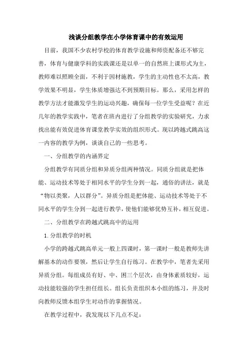 分组教学在小学体育课中的有效运用