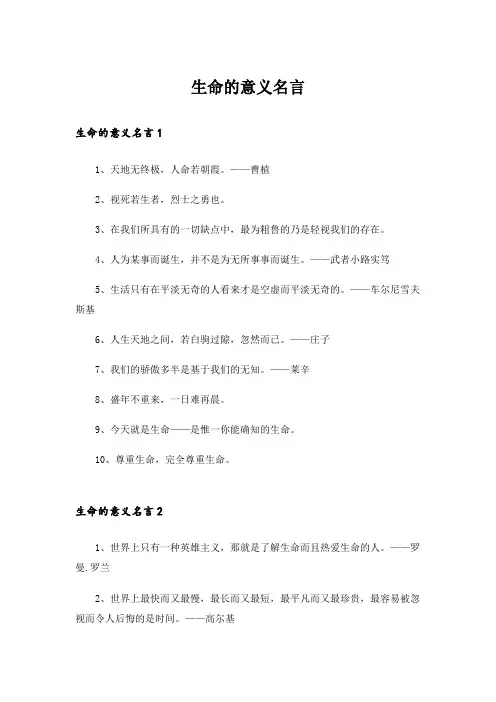 生命的意义名言