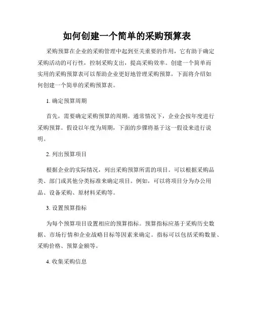 如何创建一个简单的采购预算表