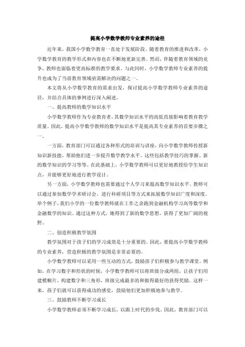 提高小学数学教师专业素养的途径