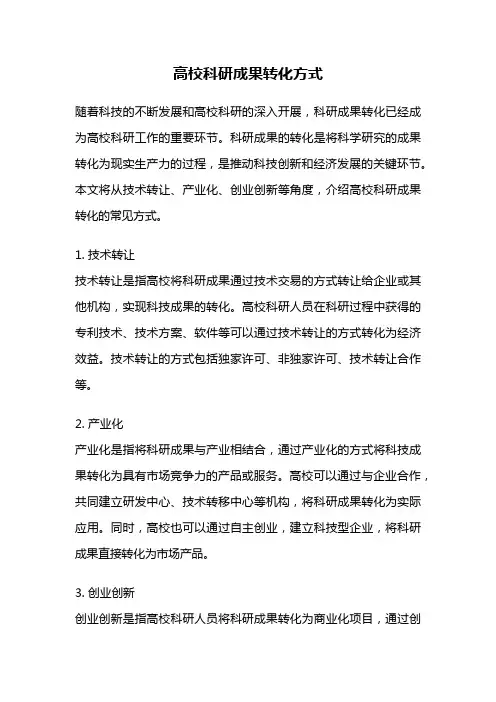 高校科研成果转化方式