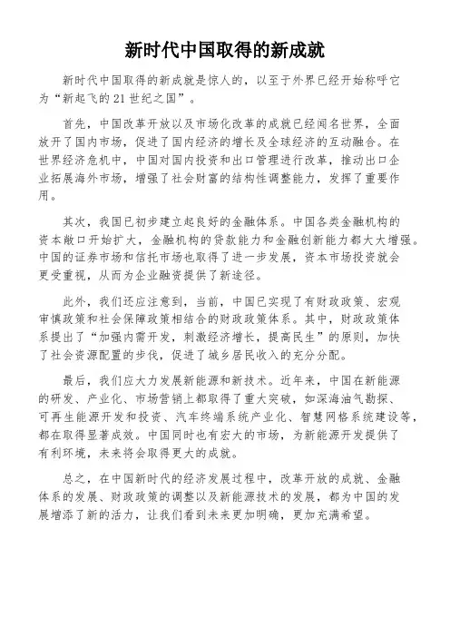 新时代中国取得的新成就