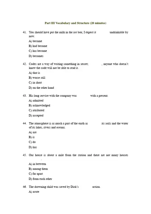 Part III Vocabulary and Structure