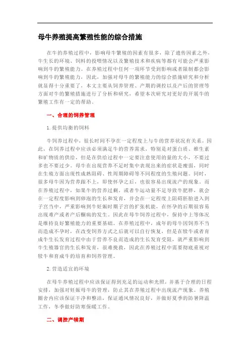 母牛养殖提高繁殖性能的综合措施
