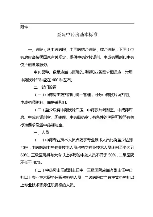医院中药房基本标准[1]