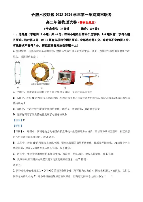 安徽省合肥市六校联盟2023-2024学年高二上学期期末联考物理试题含答案