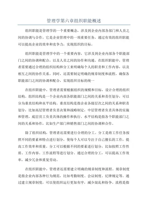 管理学第六章组织职能概述