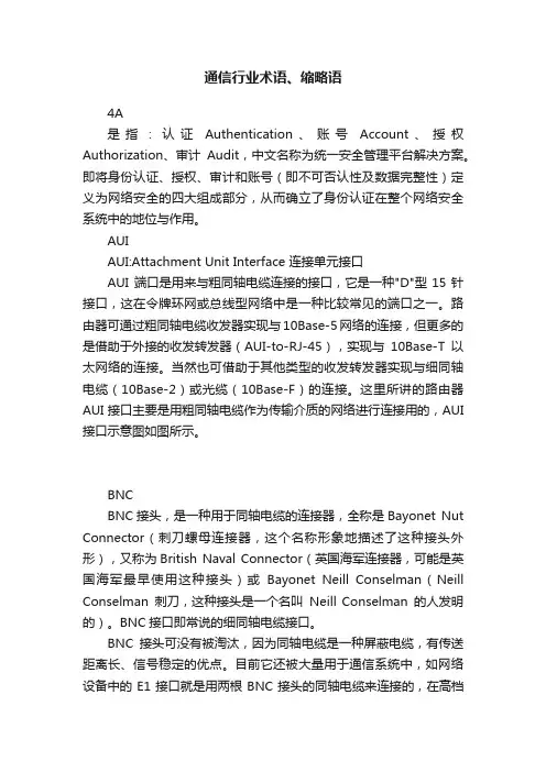 通信行业术语、缩略语