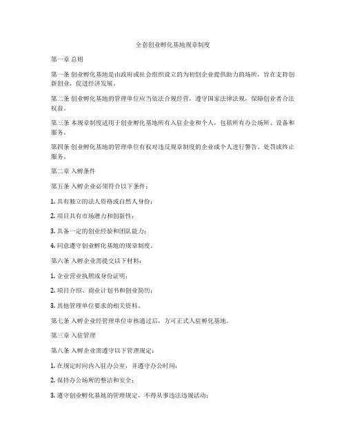 全套创业孵化基地规章制度