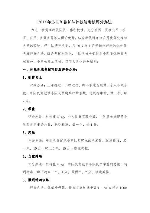 体能考核打分细则