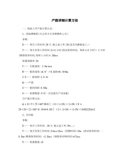 产能详细计算方法