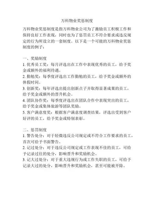 万科物业奖惩制度