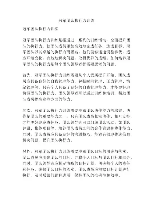 冠军团队执行力训练