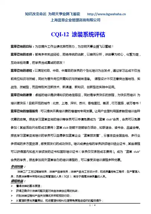CQI-12 涂装系统评估