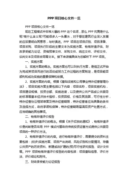 PPP项目核心文件一览