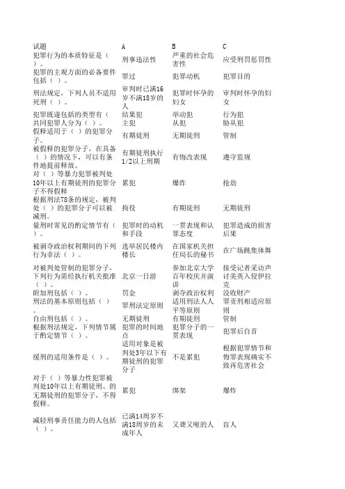 刑法多选题(60)