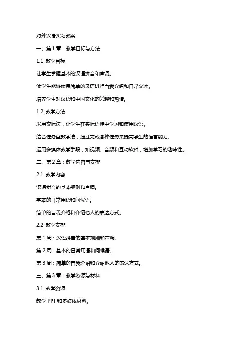 实习教案对外汉语