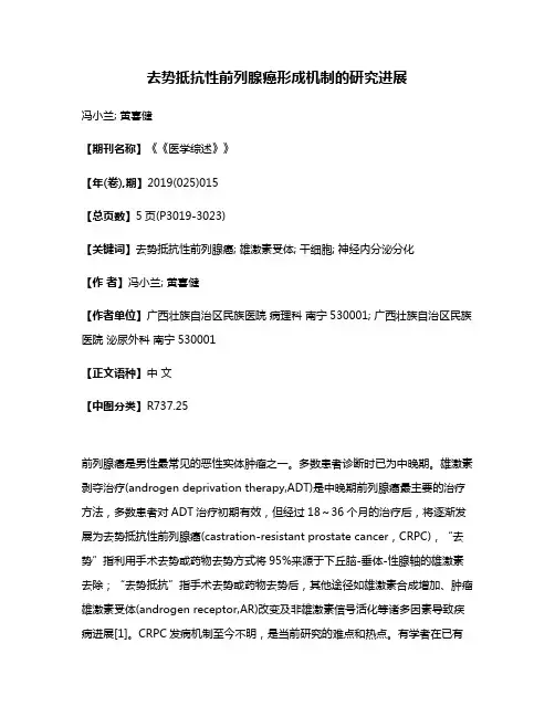 去势抵抗性前列腺癌形成机制的研究进展