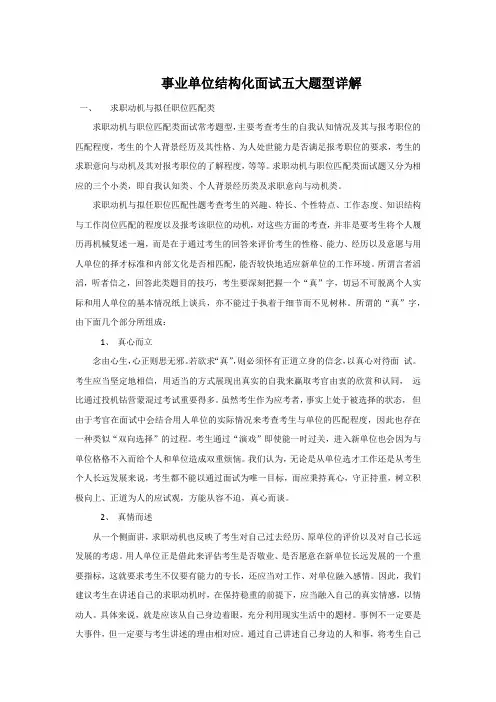 事业单位结构化面试五大题型详解