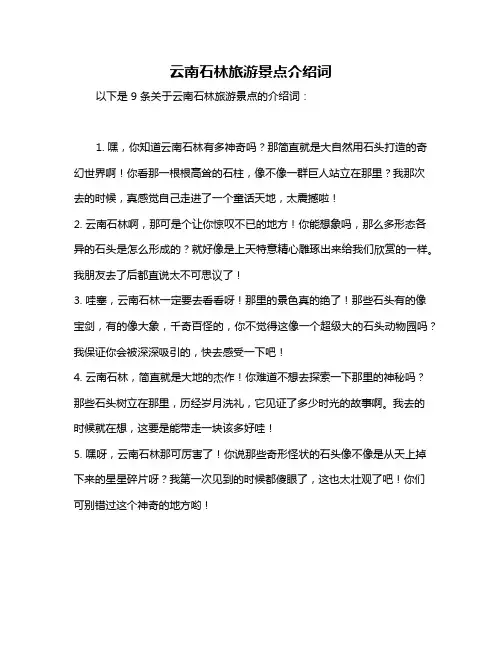 云南石林旅游景点介绍词