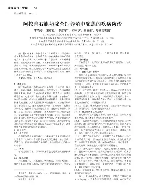 阿拉善右旗奶驼舍饲养殖中驼羔的疾病防治