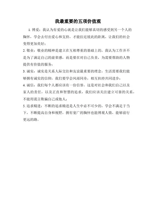 我最重要的五项价值观