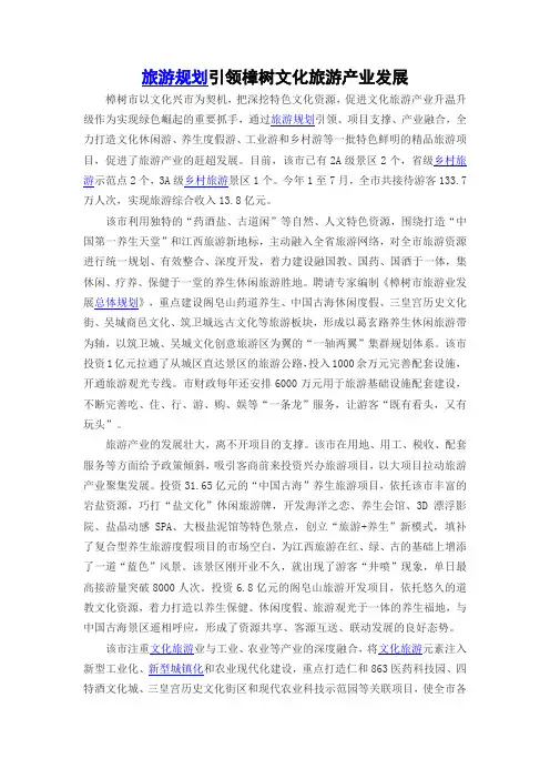 旅游规划引领樟树文化旅游产业发展