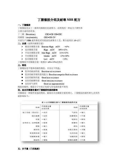 丁腈橡胶介绍及耐寒NBR配方