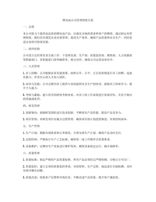 锂电池公司管理制度全套