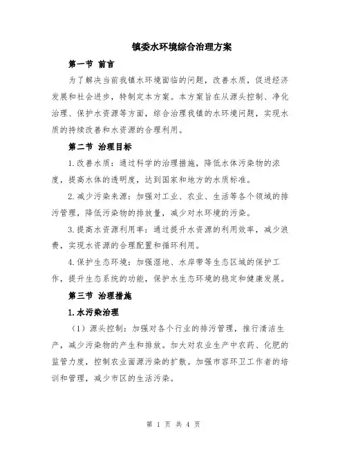 镇委水环境综合治理方案