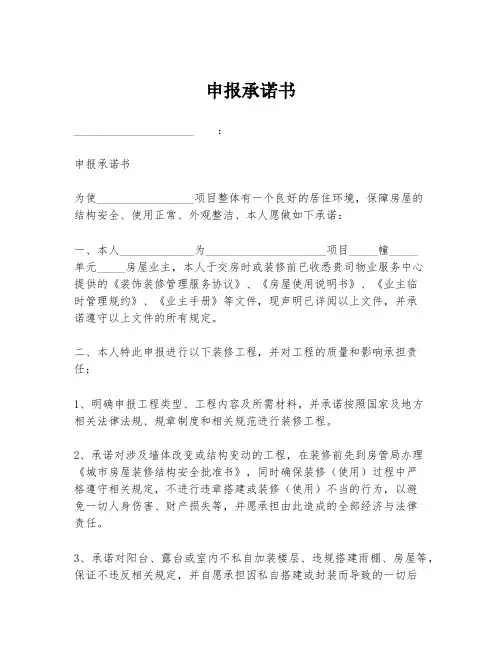 申报承诺书