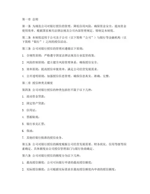 公司对银行授信的管理制度