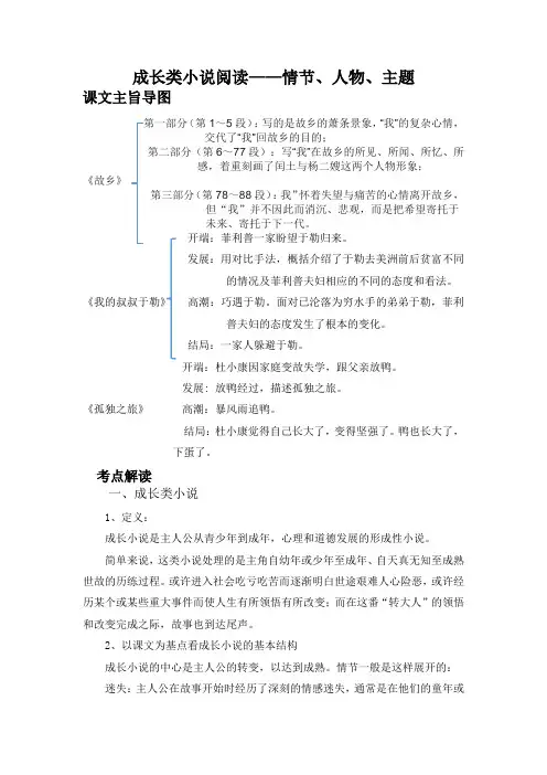 九上第四单元成长类小说阅读(原卷版)