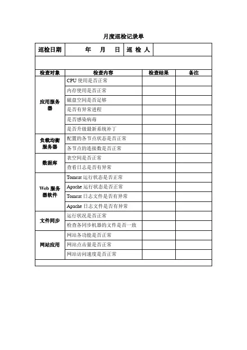 日常运维记录表