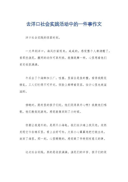 去洋口社会实践活动中的一件事作文