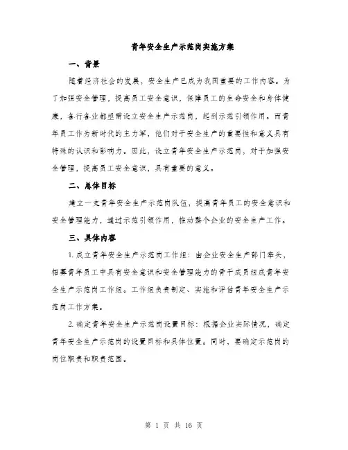 青年安全生产示范岗实施方案（4篇）