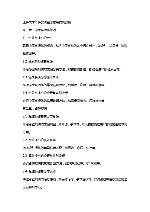 医科大学外科教研室泌尿系损伤教案