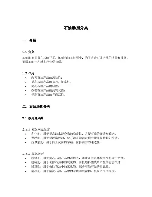 石油助剂分类