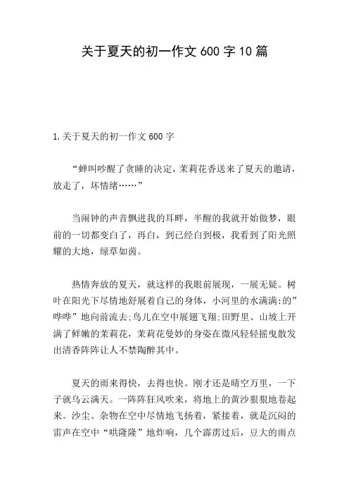 关于夏天的初一作文600字10篇