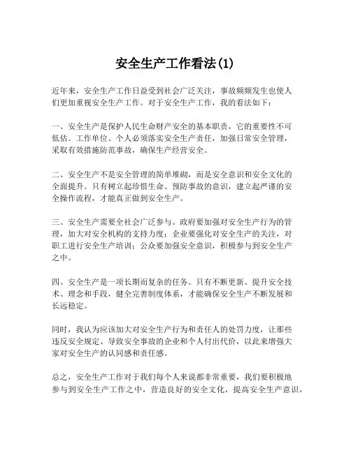 安全生产工作看法(1)
