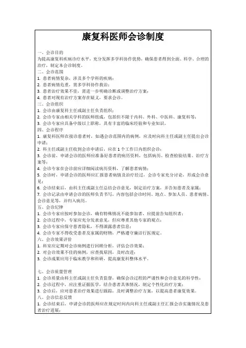 康复科医师会诊制度