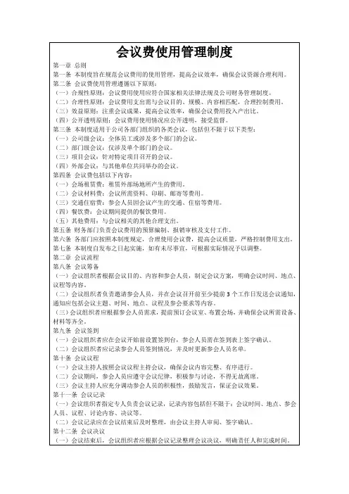 会议费使用管理制度