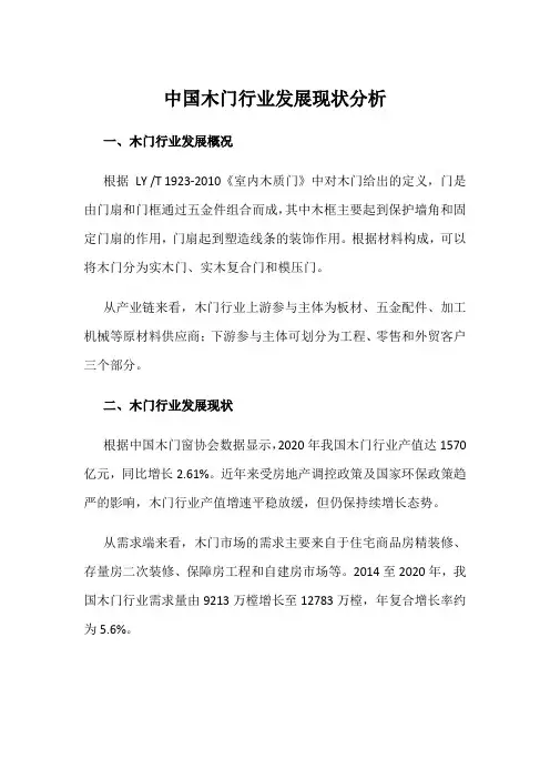 中国木门行业发展现状分析