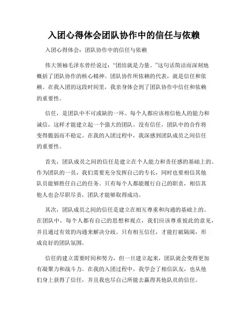 入团心得体会团队协作中的信任与依赖