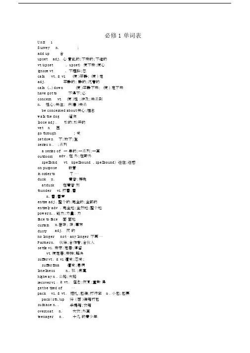 (完整版)高中英语必修一单词表.doc