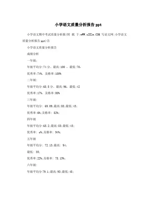 小学语文质量分析报告ppt