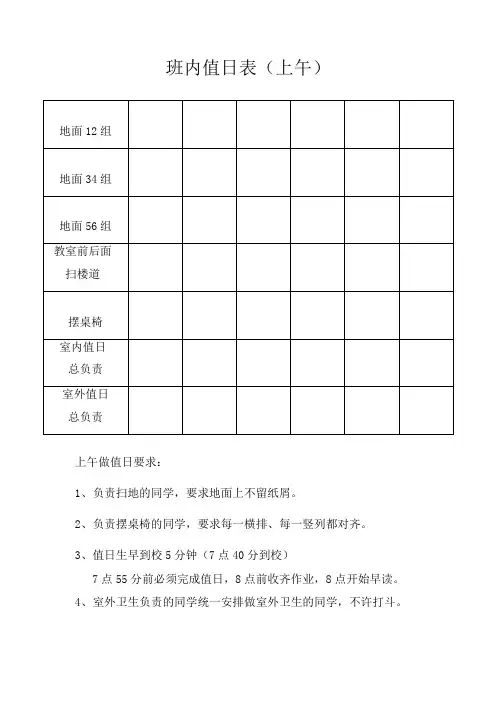 班级值日表